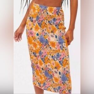 Urban Outfitters Orange and Blue Midi Pencil Skirt